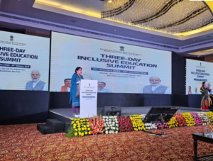 Meera of Vision Empower delivering talk in summit